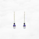 Enamel Lotus Tridacna Dangle Earrings