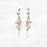 Baroque Pearl Tassel Statement Earrings