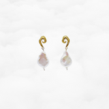 Baroque Pearl Auspicious Clouds Stud Earrings