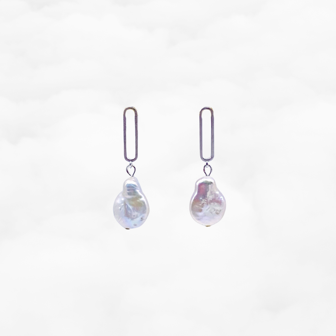 Baroque Pearl Silver Post Earrings