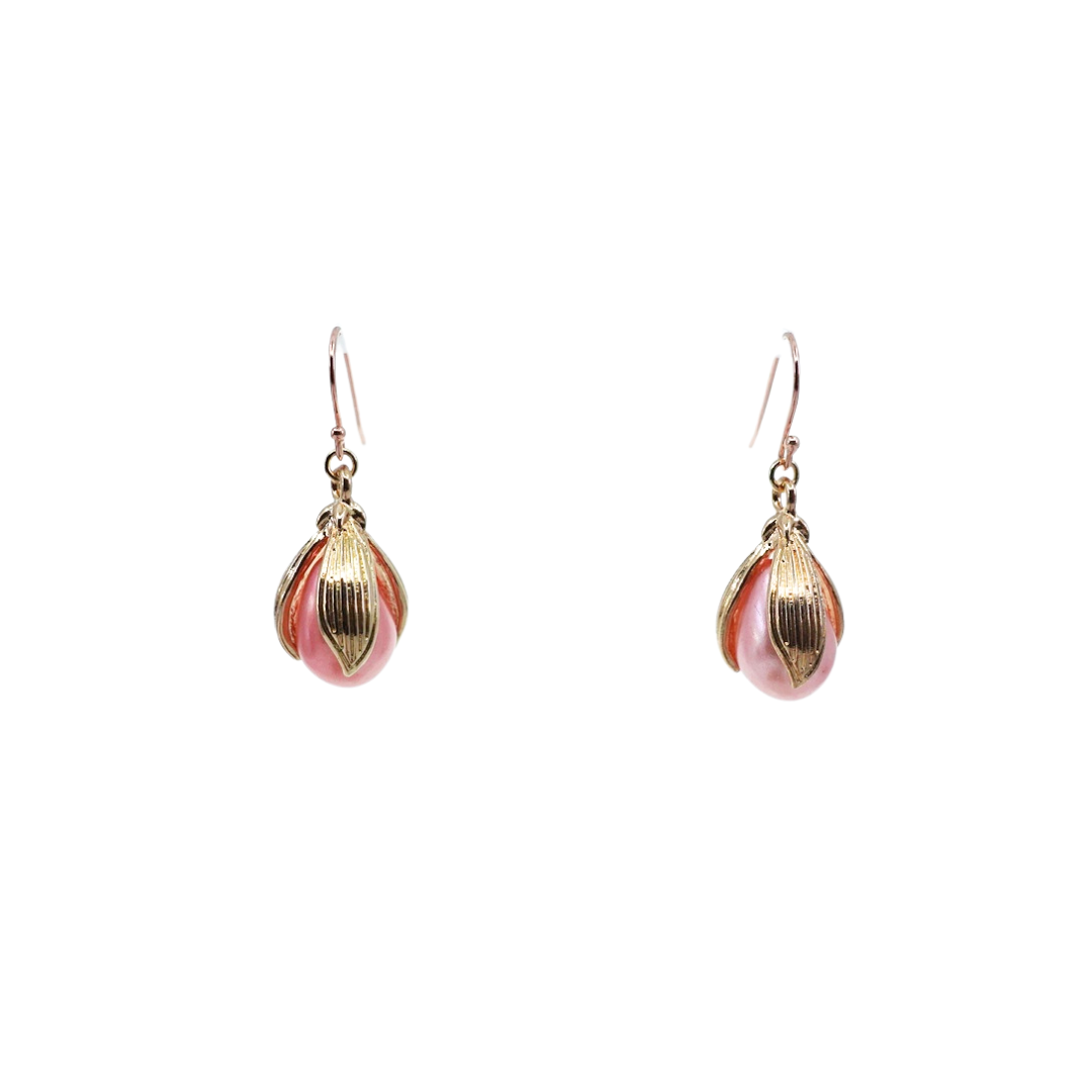 Pink Flower Petal Earrings
