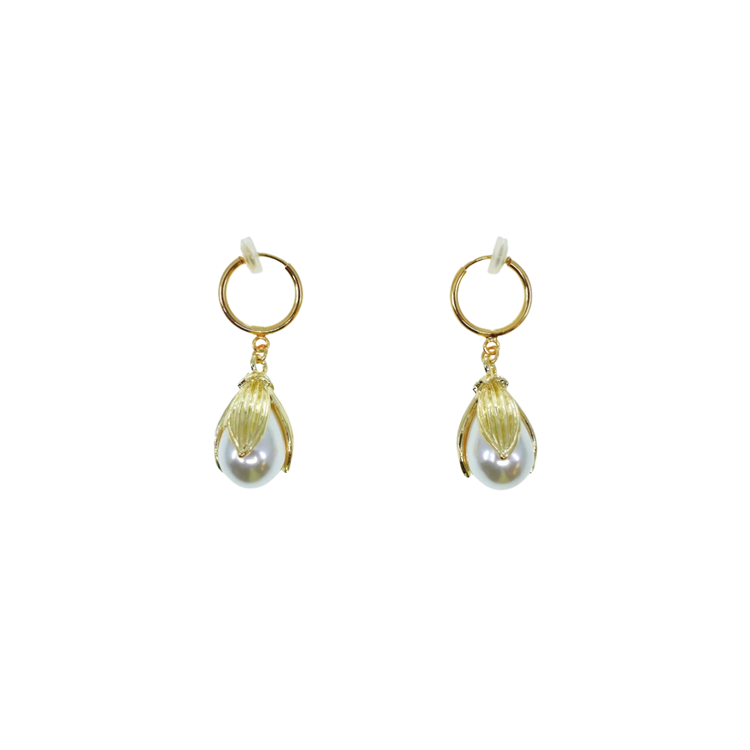 White Flower Petal Earrings