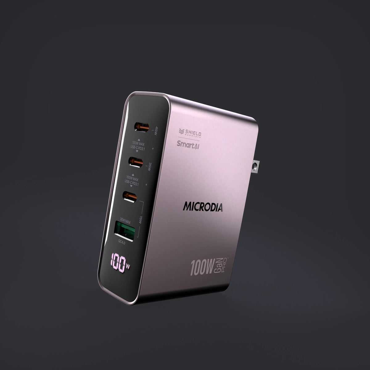 Сетевое зарядное устройство SMARTCube™ Vision 100 Вт GaN Pro с дисплеем питания, 3 порта USB-C PD3.1 + USB-A