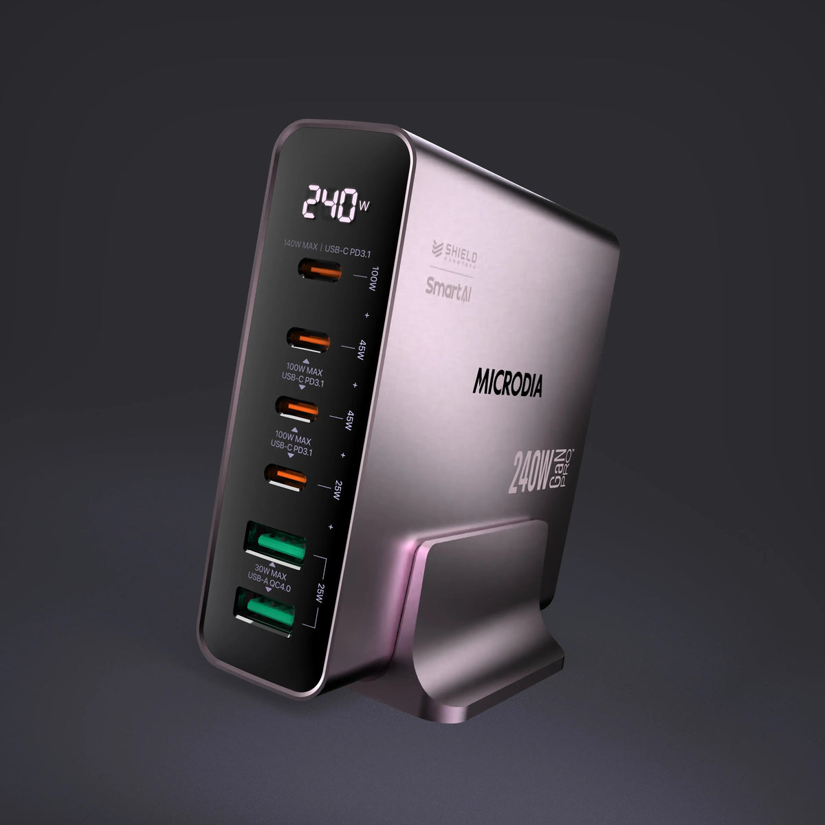 Зарядное устройство SMARTCube™ Vision 240 Вт GaN Pro с дисплеем питания, 3 порта USB-C PD3.1 + USB-A