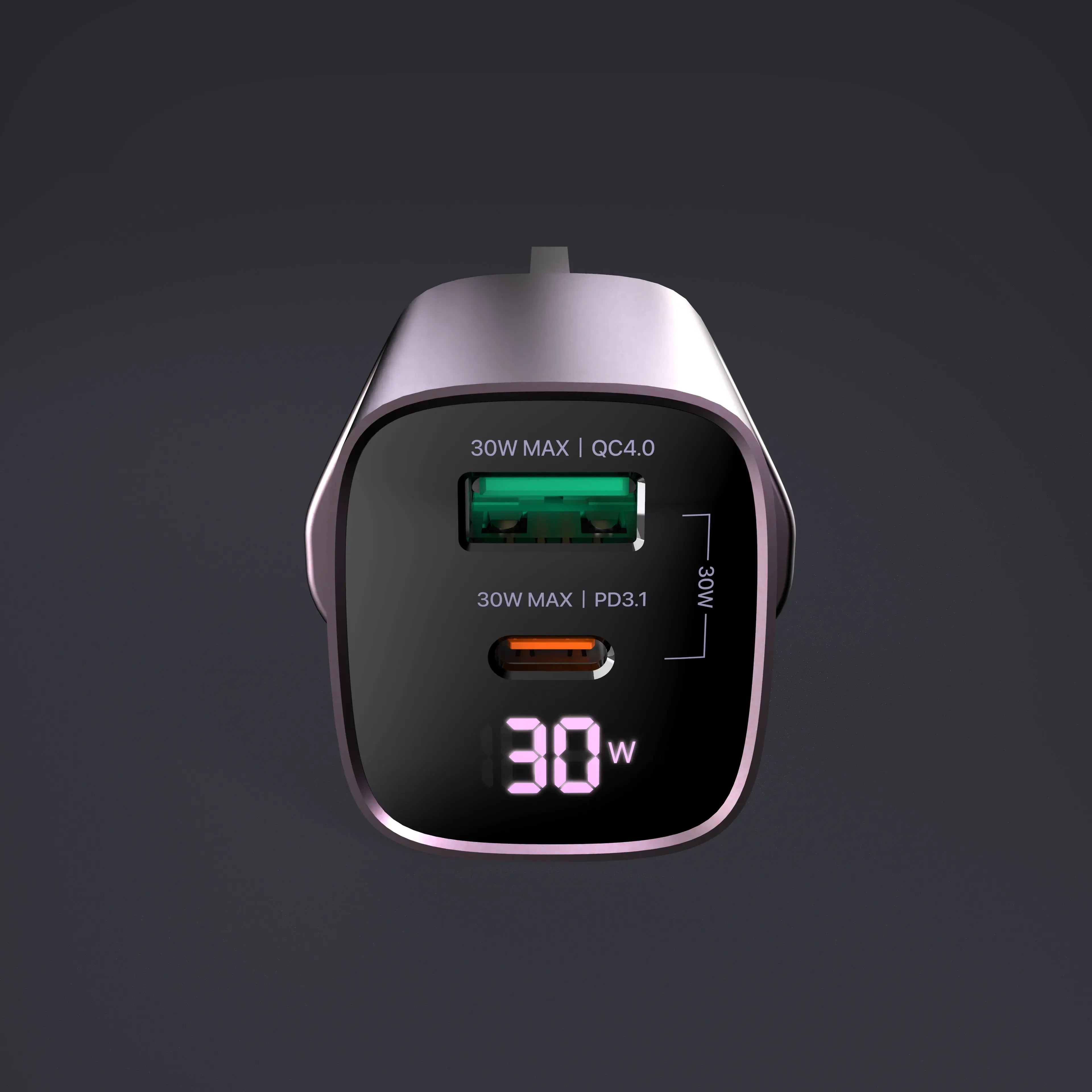 Сетевое зарядное устройство SMARTCube™ Vision 30 Вт GaN Pro с индикатором заряда USB-C PD3.1 + USB-A