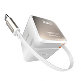 MICRODIA SMARTCube™ POWERCord 65 Вт, настенное зарядное устройство GaN Pro со встроенным кабелем USB-C и выходом для зарядки USB-C 