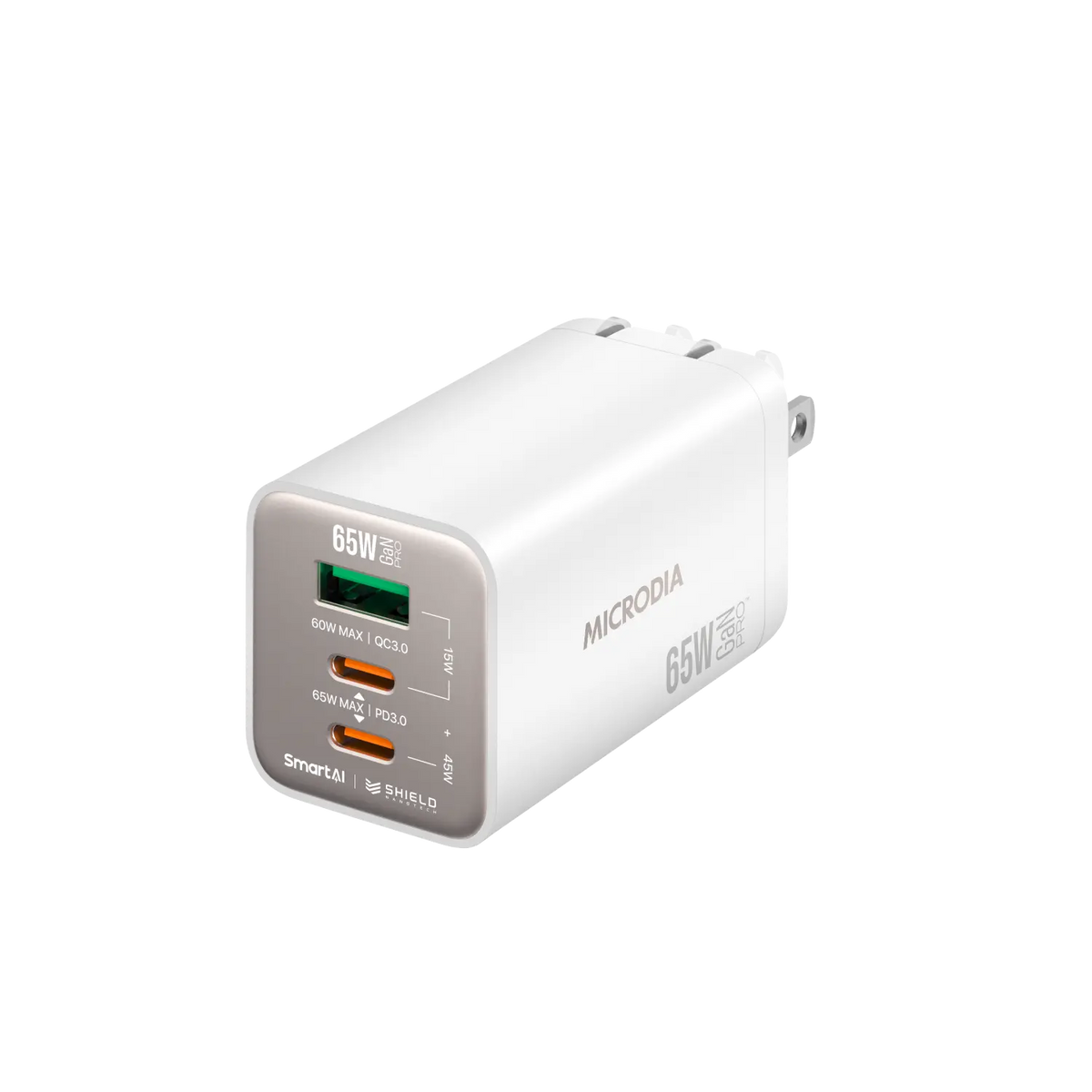 Сетевое зарядное устройство MICRODIA SMARTCube™ Nano 65 Вт GaN Pro, 3 порта, USB-C PD3.0 + USB-A QC3.0