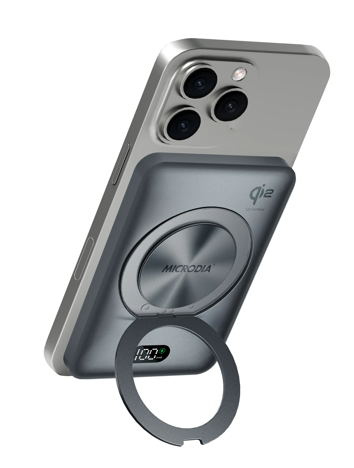 Беспроводной внешний аккумулятор MICRODIA SNAPPower™ RING Qi2, 5-в-1, 35 Вт, с магнитным креплением
