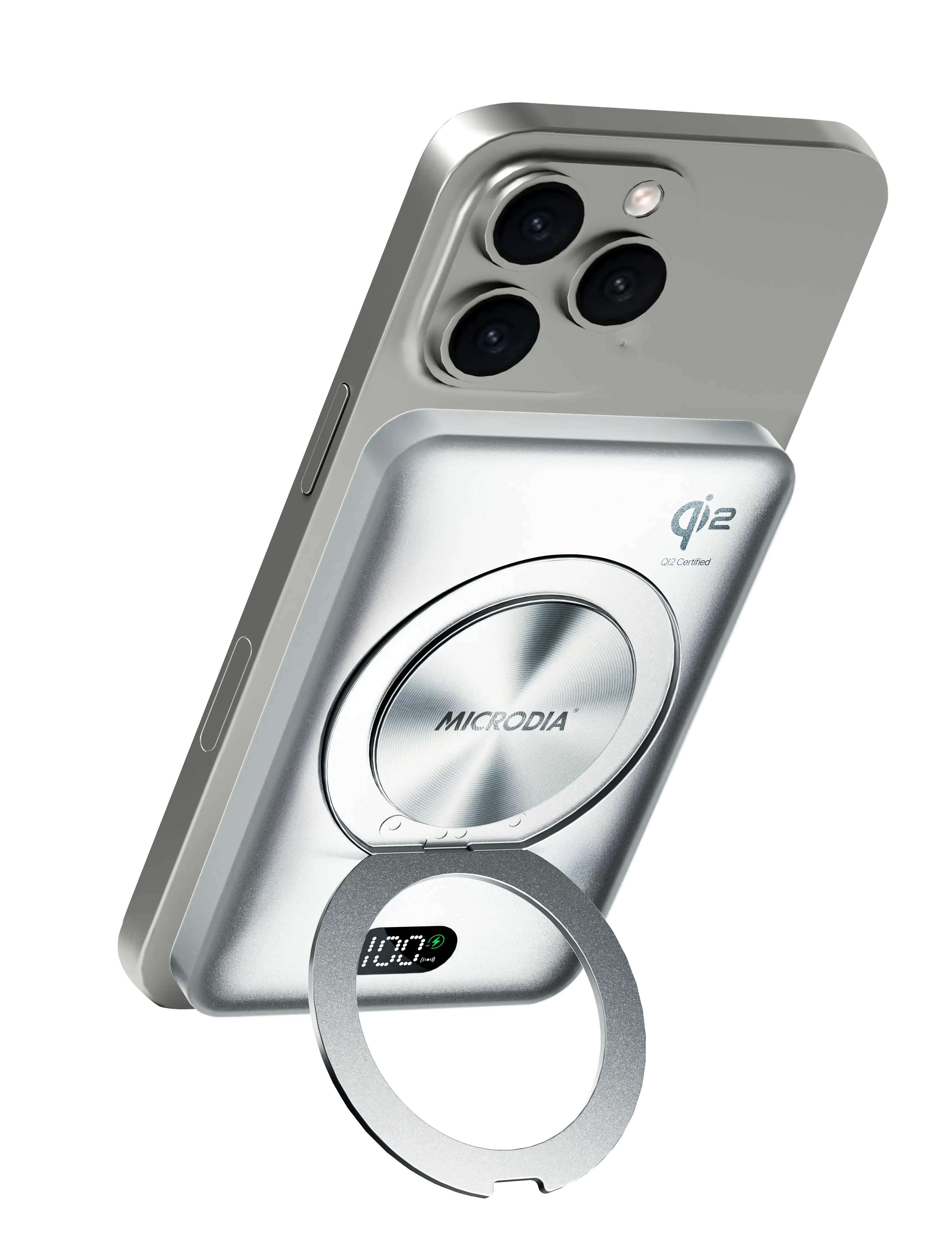 Беспроводной внешний аккумулятор MICRODIA SNAPPower™ RING Qi2, 5-в-1, 35 Вт, с магнитным креплением