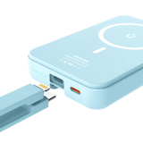Беспроводной внешний аккумулятор MICRODIA SNAPPower™ Traveler мощностью 35 Вт с магнитным креплением и встроенным съемным кабелем (USB-C + Lightning) на 10000 мА·ч