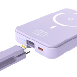 Беспроводной внешний аккумулятор MICRODIA SNAPPower™ Traveler мощностью 35 Вт с магнитным креплением и встроенным съемным кабелем (USB-C + Lightning) на 10000 мА·ч