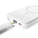 Беспроводной внешний аккумулятор MICRODIA SNAPPower™ Traveler мощностью 35 Вт с магнитным креплением и встроенным съемным кабелем (USB-C + Lightning) на 10000 мА·ч