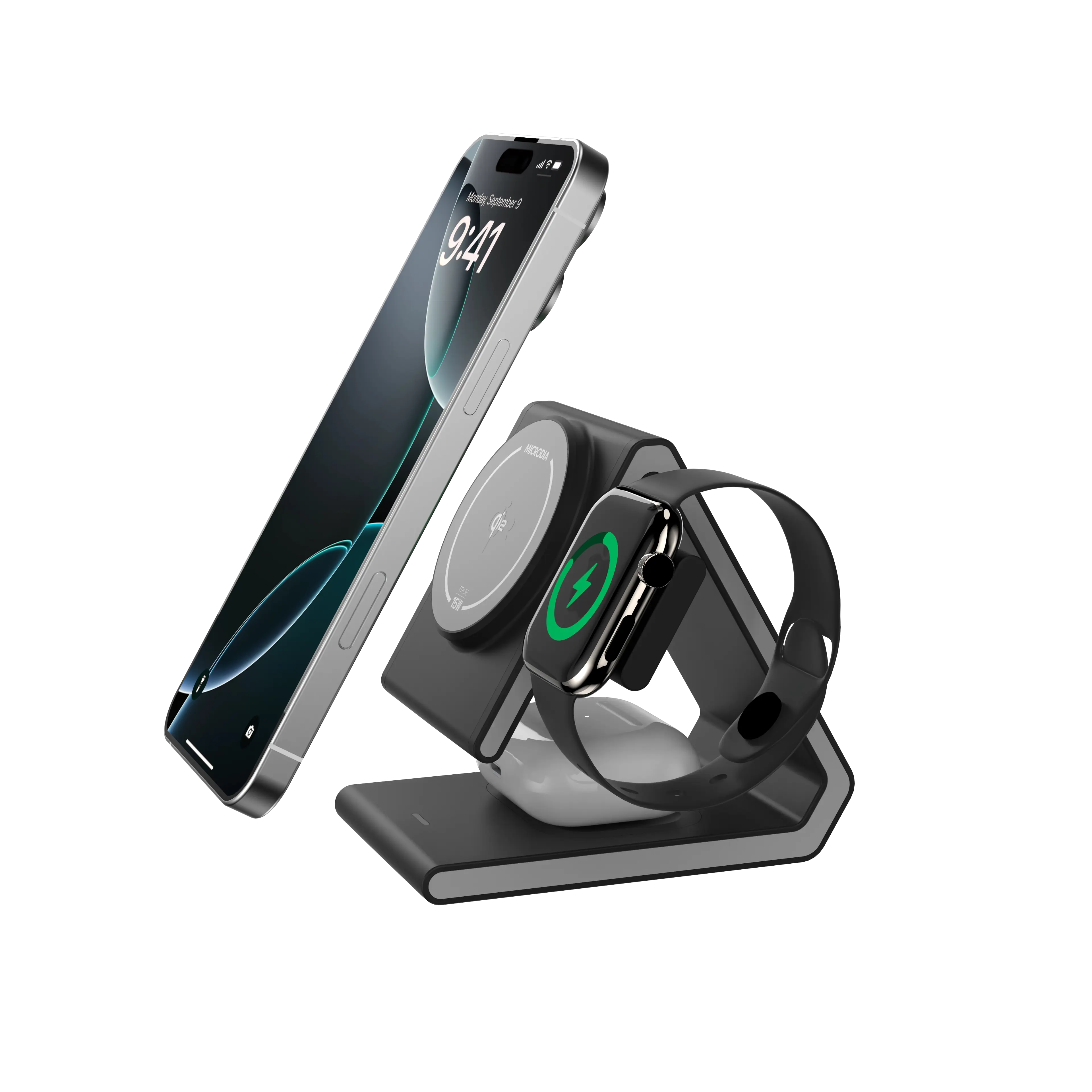 Беспроводная магнитная зарядная станция MICRODIA SNAPStation™ NOVA Qi2 23 Вт «4 в 1»