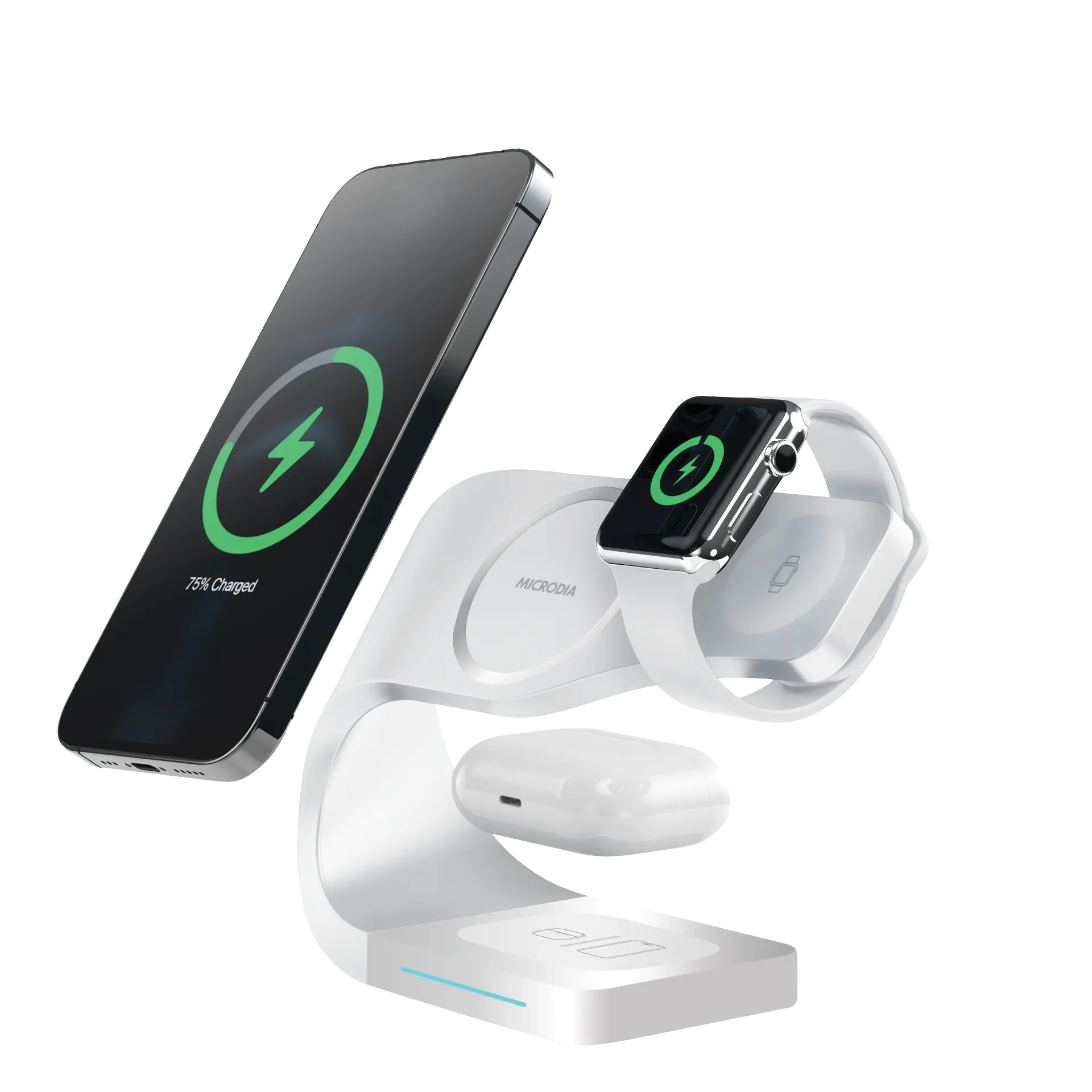 MICRODIA SNAPStation™ Curve, магнитная беспроводная зарядная станция «5 в 1» 