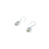 White Flower Petal Earrings in Sterling Silver