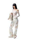 Floral Rhinestone Off-the-Shoulder Cover-Up