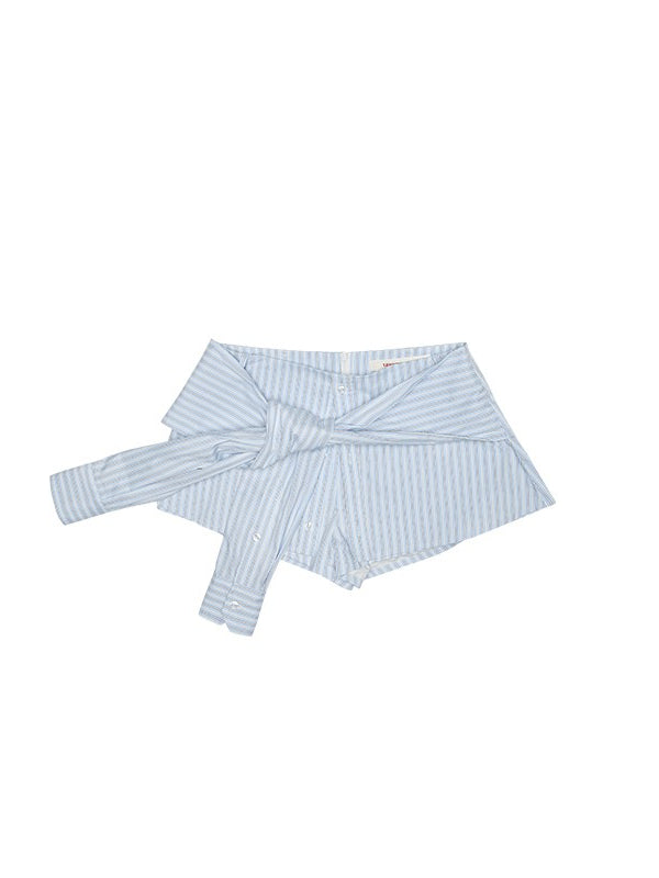 Faux Two-Piece Buttoned Slim Fit Shirt & Skirt Set