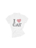 "I ? CAT" Rhinestone Fitted T-shirt