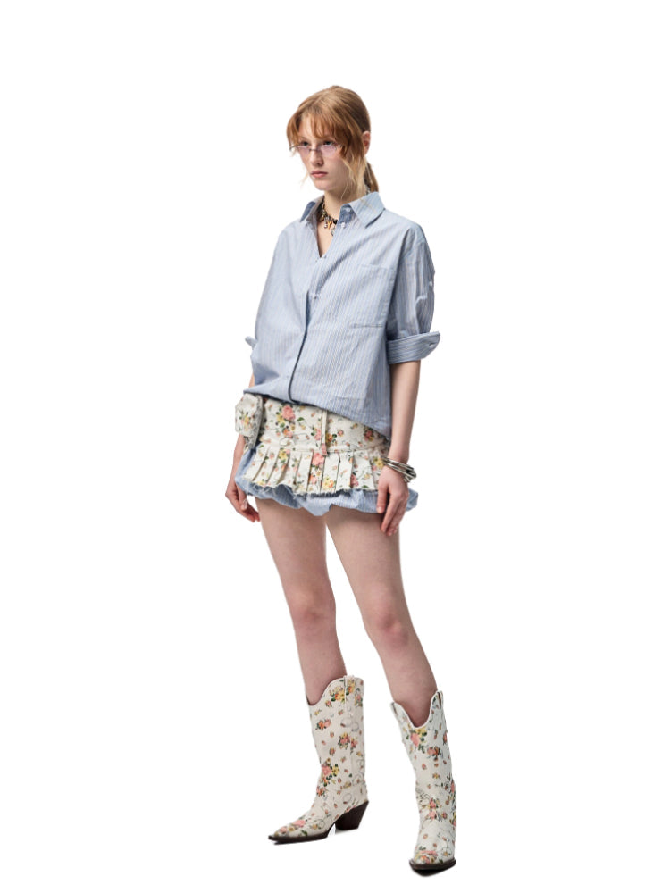 Mid Sleeve Loose-fit Shirt & Skirt Set