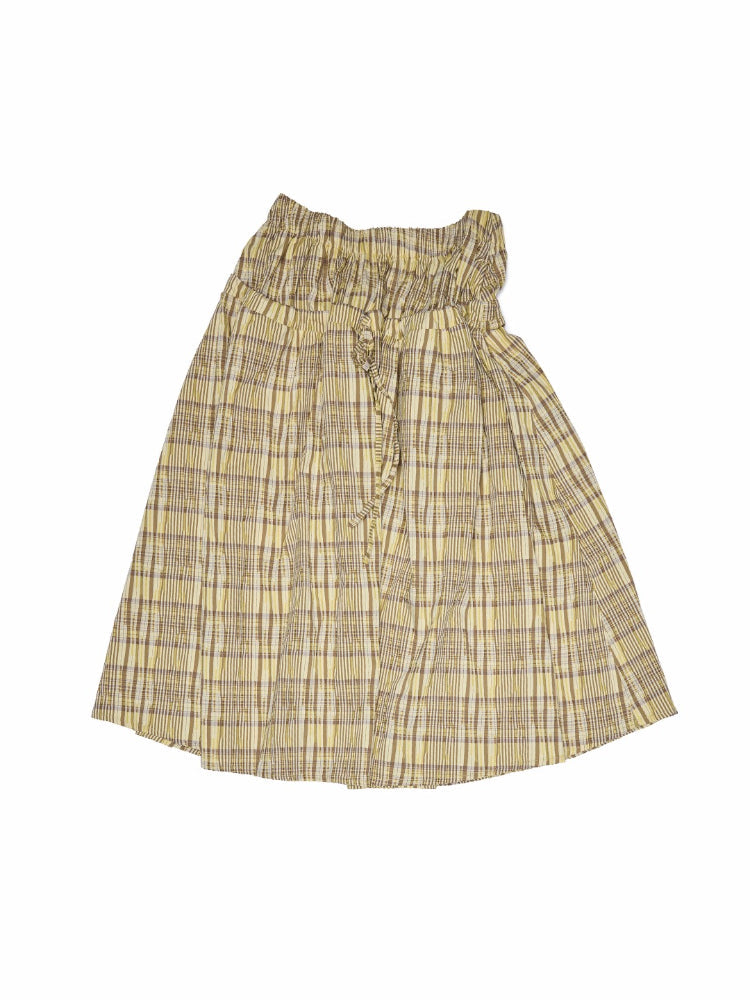 Plaid Halter Neck Backless Tank Top & Midi Skirt Set