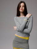 Rhinestone One-Shoulder Long-Sleeve T-Shirt