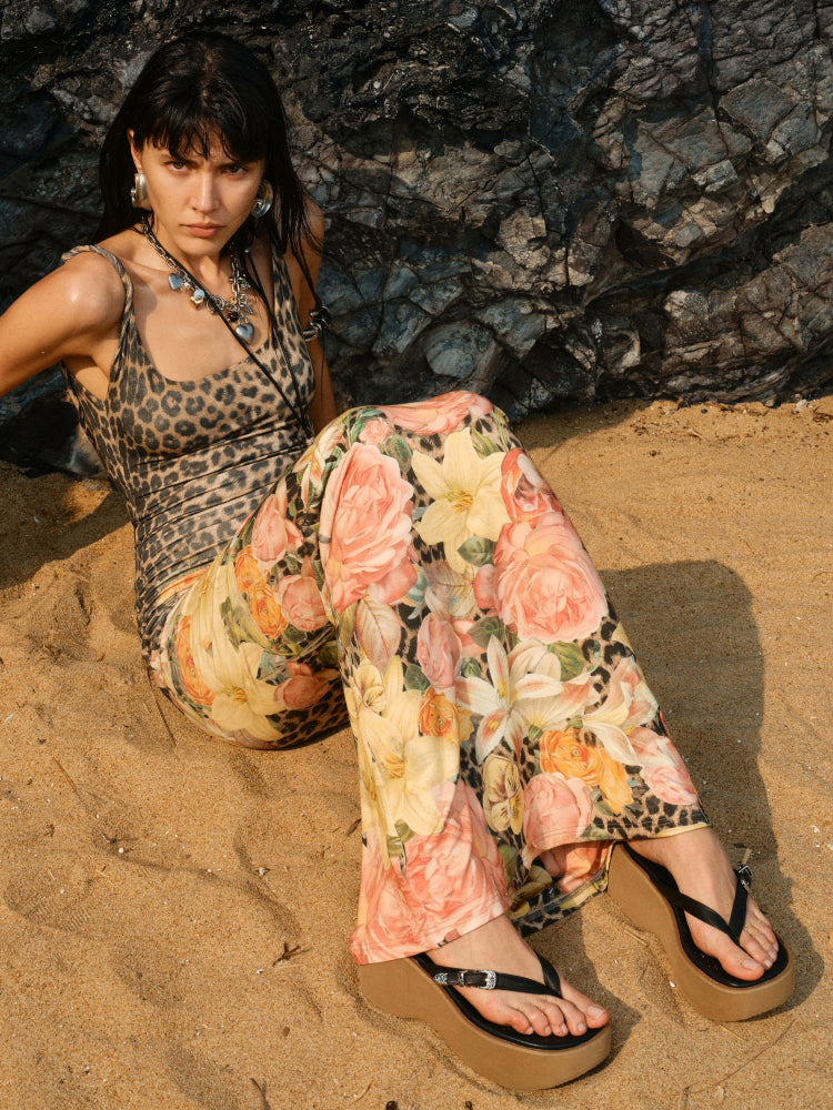 Platform Wedge Leather Flip-Flops