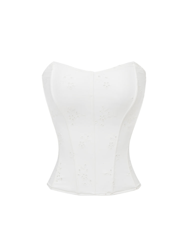 Jacquard Fishbone Strapless Sexy Swimsuit