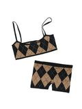 Diamond Pattern Knitted Top & Shorts Set