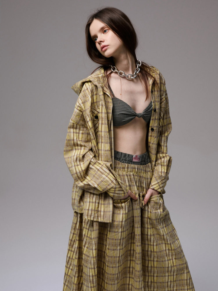 Plaid Hooded Shirt