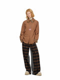 Striped Plaid Rabbit Fur Shirt