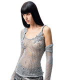 Hollow-Out Knitted Cropped Long-Sleeve Cover-Up