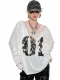 Black & White Lace-trimmed V-neck Satin Jersey