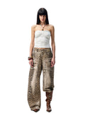 Hollow-Jacquard Halter-Neck Beaded Knit Bustier