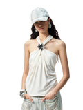 High-Elastic V-Neck Knotted Acetate Camisole