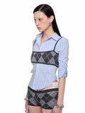 Diamond Pattern Knitted Top & Shorts Set