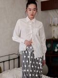 Solid Color Shell Button Fitted Shirt