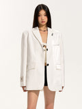Mirror Finish Glossy Leather-Label Blazer