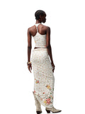 Floral All-Over Printed Big Round Neck Knotted Tank Top