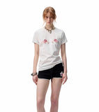 Printed Loose Austrian Rhinestone T-shirt