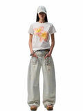 Printed Loose Austrian Rhinestone T-shirt