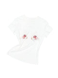 Printed Loose Austrian Rhinestone T-shirt