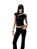 Knot-Pleated Slim-Fit Acetate T-shirt