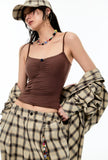 Pleated Lace Waist-cinched Tank Top
