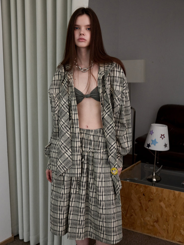 Plaid Hooded Shirt