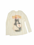 Cat Print Knitted T-shirt