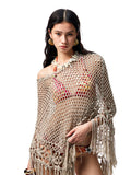 Hollow Out One-Piece Fringed Knit Shrug