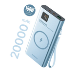 Беспроводной внешний аккумулятор MICRODIA SNAPPower™ MagGo LCD 20000 мА·ч, 158 Вт, с магнитным креплением, беспроводной выходной мощностью 15 Вт + выход USB-C PD 65 Вт и 60 Вт + выход USB-A 18 Вт с ЖК-дисплеем