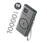 Беспроводной внешний аккумулятор MICRODIA SNAPPower™ MagGo LCD 10000 мА·ч, 93 Вт, с магнитным креплением, беспроводной выходной мощностью 15 Вт + двойной выход USB-C PD мощностью 30 Вт + выход USB-A мощностью 18 Вт с ЖК-дисплеем