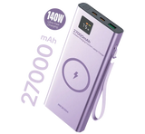 Беспроводной внешний аккумулятор MICRODIA SNAPPower™ MagGo LCD 27000 мА·ч, 140 Вт, с магнитным креплением, беспроводной выходной мощностью 15 Вт + выход USB-C PD 140 Вт и 30 Вт + выход USB-A 20 Вт с ЖК-дисплеем