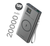 Беспроводной внешний аккумулятор MICRODIA SNAPPower™ MagGo LCD 20000 мА·ч, 158 Вт, с магнитным креплением, беспроводной выходной мощностью 15 Вт + выход USB-C PD 65 Вт и 60 Вт + выход USB-A 18 Вт с ЖК-дисплеем